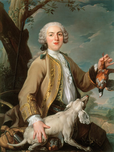 Louis XV en chasseur tenant une perdrix from Jean Baptiste Oudry