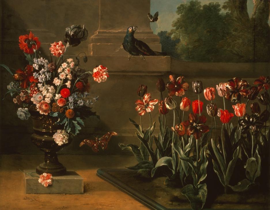 Parterre de tulipes et vase de fleurs au pied d’un mur from Jean Baptiste Oudry