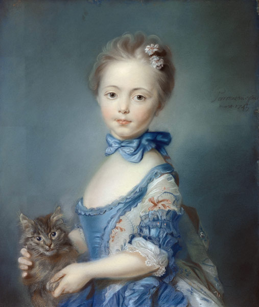 A Girl with a Kitten from Jean-Baptiste Perronneau