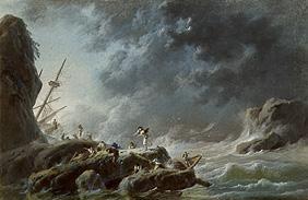 Sea storm with ship wreck