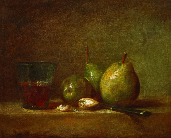 Pears, Walnuts and Glass of Wine from Jean-Baptiste Siméon Chardin