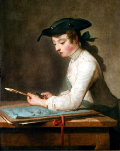 The draughtsman (sharpening man, his pencil more youngly) from Jean-Baptiste Siméon Chardin