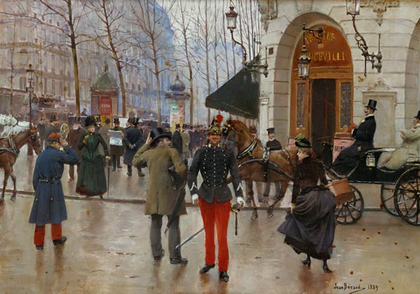 The Boulevard des Capucines and the Vaudeville Theatre, 1889 (oil on panel) from Jean Beraud