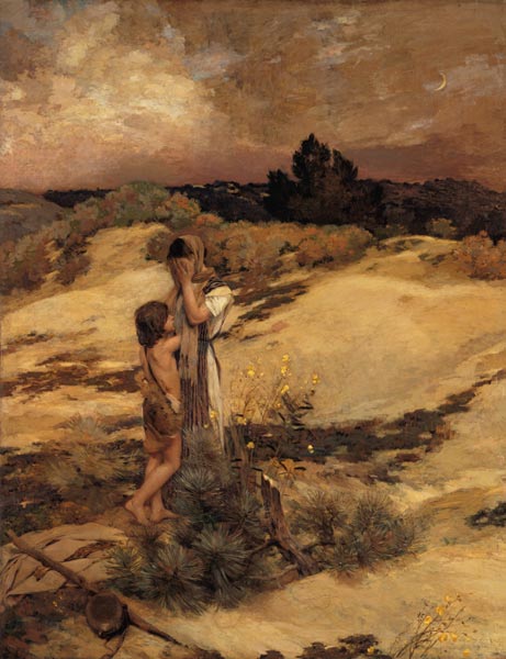 Hagar and Ismael in the desert from Jean-Charles Cazin