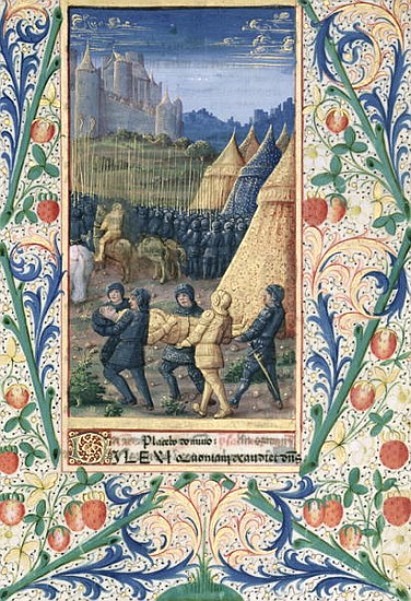 Ms Lat. Q.v.I.126 f.64 The death of Absalom, from the ''Book of Hours of Louis d''Orleans'' from Jean Colombe