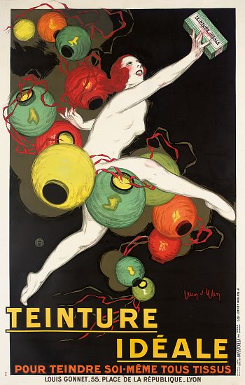 Advertising poster for 'Ideale' fabric dyes from Jean D'Ylen