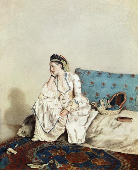 Lady with oriental dress on a Divan from Jean-Étienne Liotard