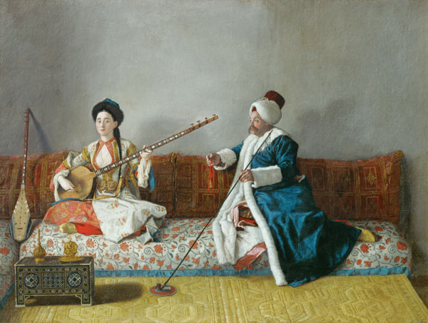 Monsieur Levett and Mademoiselle Helene Glavany in Turkish Costumes from Jean-Étienne Liotard
