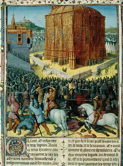 Ms Fr 247 fol.213 The Siege of Jerusalem Nebuchadnezzar, illustration from ''Antiquites Judaiques'', from Jean Fouquet