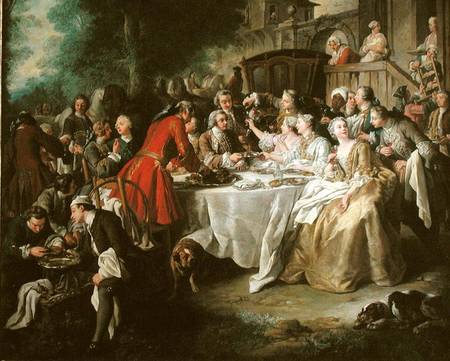 The Hunt Lunch, detail of the diners from Jean François de Troy