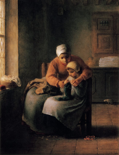 The knitting hour from Jean-François Millet