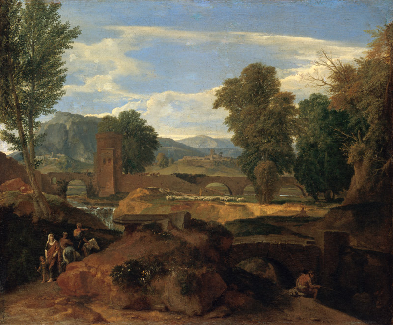 Roman landscape with bend bridge from Jean-François Millet