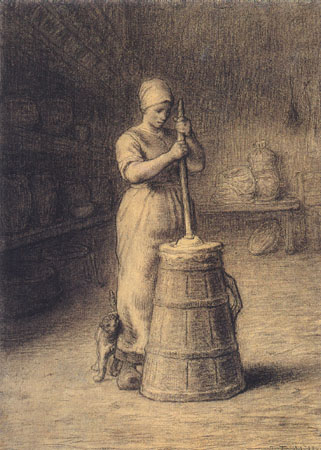 Woman who stirs butter up from Jean-François Millet