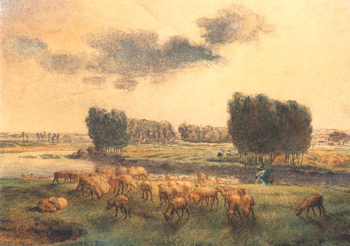 Landscape with sheep from Jean-François Millet
