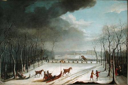The Prince of Conde Hunting in a Sleigh in 1767 from Jean Francois Perdrix
