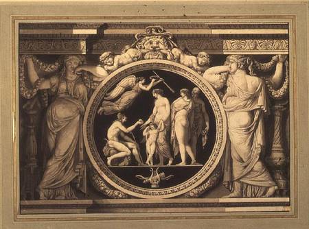 Design for a relief of The Judgement of Paris (pen, brush and from Jean Guillaume Moitte