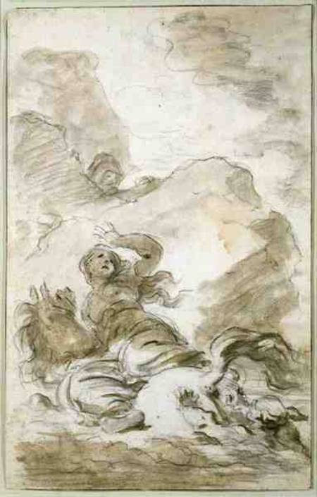 Angelica reaches the Shore Where the Hermit Lies in Wait (chalk, pen from Jean Honoré Fragonard