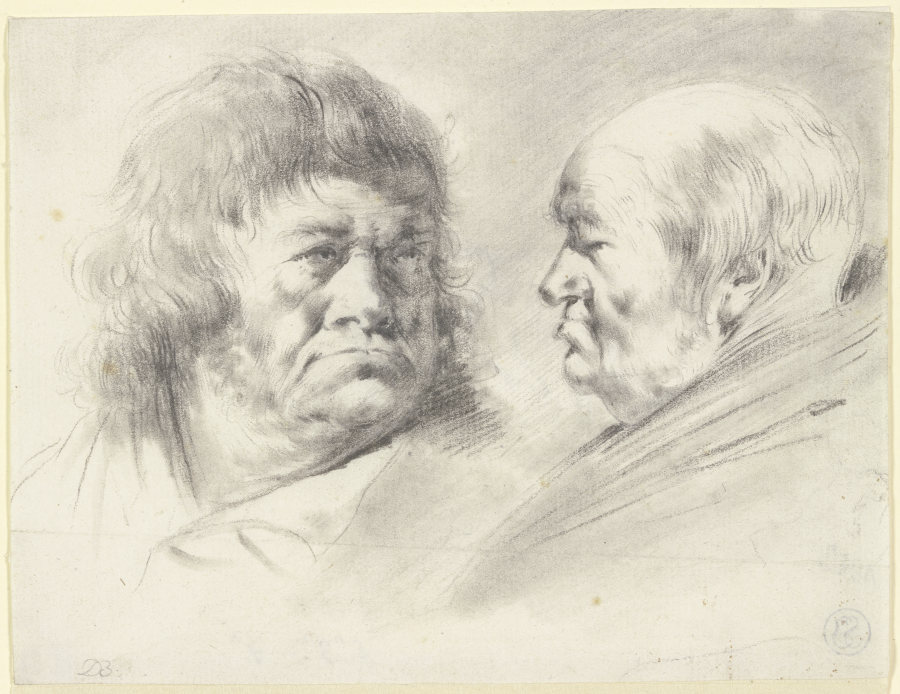 Zwei Köpfe alter Männer, en face und im Profil nach links from Jean Jacques de Boissieu