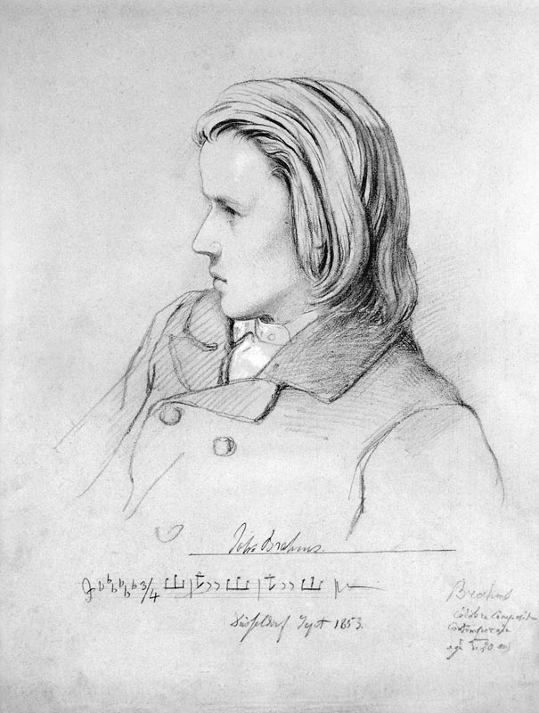 Johannes Brahms (1833-97) aged twenty from Jean Joseph Bonaventure Laurens