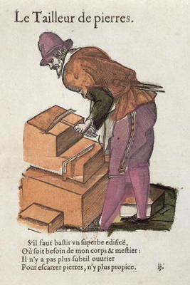 The Stone-cutter (colour engraving) from Jean Leclerc