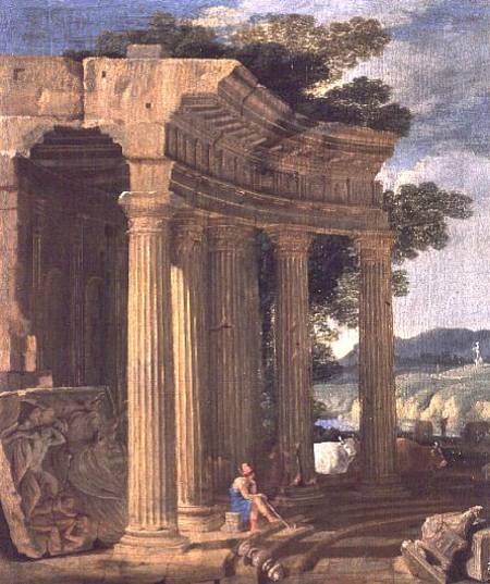Landscape with ruins and a shepherd from Jean Lemaire