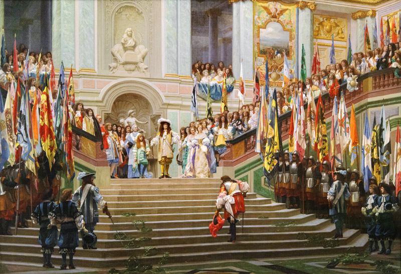 Reception of Louis 2 de Bourbon Conde said the Grand Conde by King Louis 14 a Versailles in 1674 from Jean-Léon Gérome
