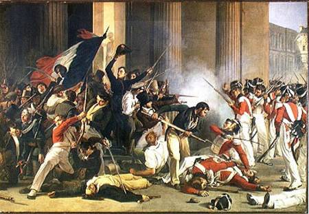 Scene of the 1830 Revolution at the Louvre from Jean Louis Bezard