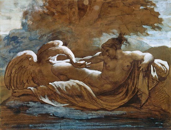 Leda and the Swan (black chalk and w/c) from Jean Louis Théodore Géricault