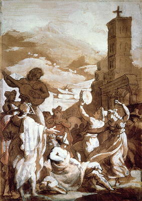 The Tarantella (pen & ink wash on paper) from Jean Louis Théodore Géricault