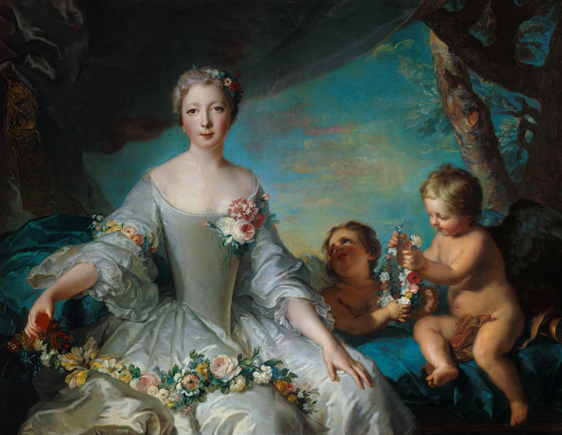 Portrait presumed to be Louise Diane d'Orleans (1716-36) as Flora from Jean Marc Nattier