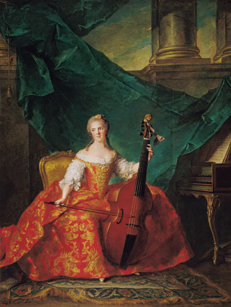 Madame Henriette de France (1727-52) in Court Costume Playing a Bass Viol from Jean Marc Nattier