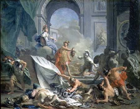 Perseus, under the protection of Minerva, turns Phineus to stone by brandishing the head of Medusa from Jean Marc Nattier