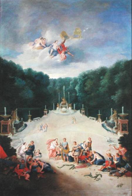 The Groves of Versailles. View of the Arc de Triomphe and France Triumphant with Nymphs Chaining Cap from Jean the Younger Cotelle
