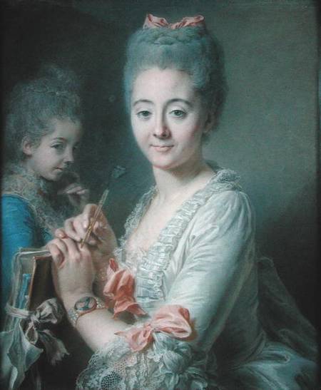 Madame Theodore Lacroix Drawing a Portrait of her Daughter, Suzanne Felicite stel on from Jean Valade