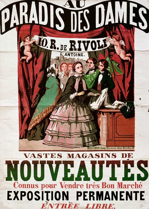 Poster advertising 'Au Paradis des Dames', Parisian shop from Jean Alexis Rouchon
