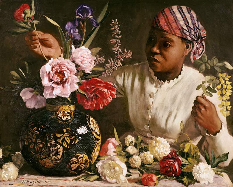 Negress with Peonies from Jean Frederic Bazille
