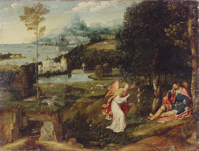 Landschaft mit der Geschichte des Hl. Rochus from Joachim Patinir