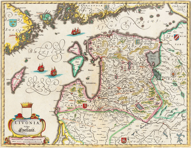 Livonia Map, Vulgo Lyefland, Atlas Maior from Joan Blaeu