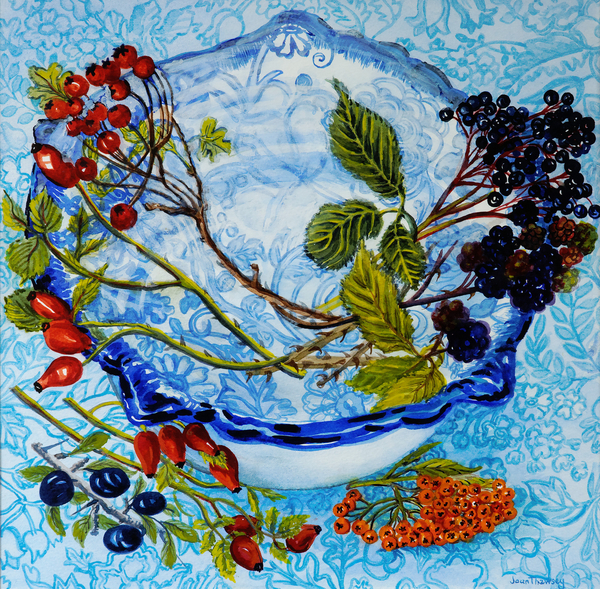 Blue Antique Bowl with Berries from Joan  Thewsey