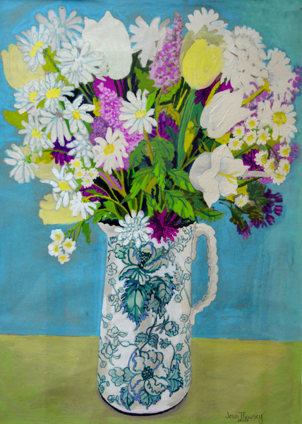 Flowers in a Jug, turquoise decoration from Joan  Thewsey
