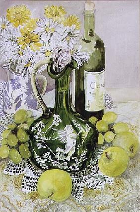 Carafe with Apples, Grapes and Lace (w/c) 