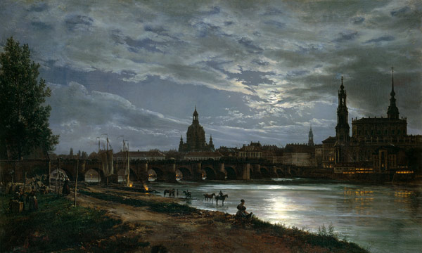 Look at Dresden at full moonlight from Johan Christian Clausen Dahl