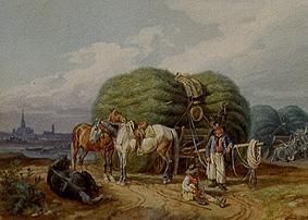 Reaping car (with view of Vienna in the background) from Johann Adam Klein