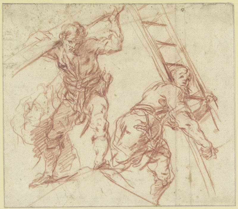 Zwei Männer, der eine einen Balken, der andere eine Leiter tragend from Johann Christoph Storer