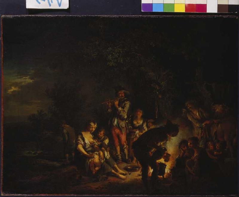 Itinerant people at the fire at night. from Johann Conrad Seekatz