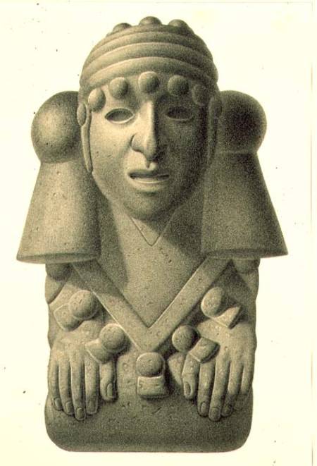 Stone idol of the Rain God Cocijo, plate from 'Ancient Monuments of Mexico' from Johann Friedrich Maximilian von Waldeck