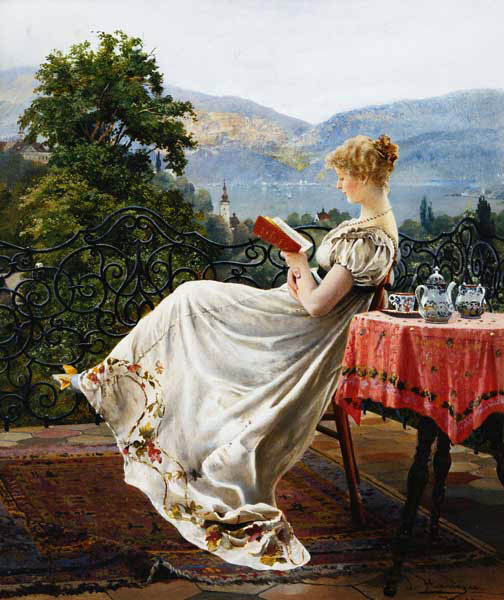 Lesende auf einer Terrasse from Johann Hamza