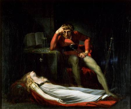 The Italian Court, or Ezzelier, Count of Ravenna musing over the body of Meduna, slain by him for in from Johann Heinrich Füssli