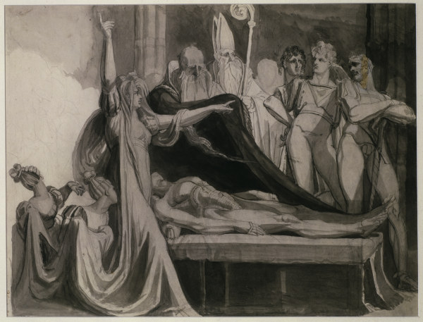 Kriemhild mourns Siegfried from Johann Heinrich Füssli