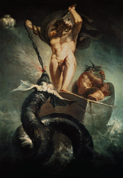 Thor in the fight with the Midgardschlange from Johann Heinrich Füssli